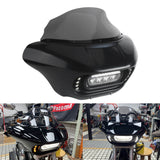 Harley Dyna Low Rider Street Bob Super Glide Club Style Headlight Shark Fairing Front Mask w/LED Headlamp DRL Turn Signal Kit