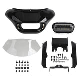 Harley Dyna Low Rider Street Bob Super Glide Club Style Headlight Shark Fairing Front Mask w/LED Headlamp DRL Turn Signal Kit