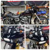 Harley Dyna Low Rider Street Bob Super Glide Club Style Headlight Shark Fairing Front Mask w/LED Headlamp DRL Turn Signal Kit