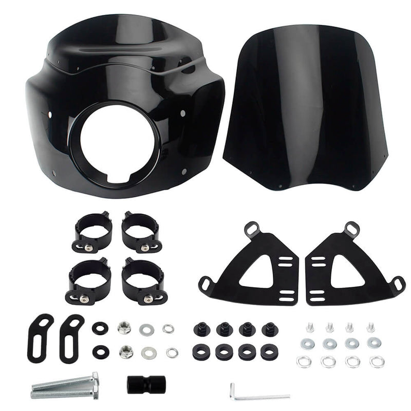 Harley M8 Softail Low Rider S 114 117 FXLRS Front Headlight Fairing Windshield w/Headlight Relocation Block 2020-2025 - pazoma