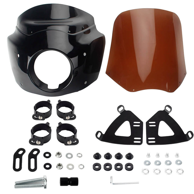 Harley M8 Softail Low Rider S 114 117 FXLRS Front Headlight Fairing Windshield w/Headlight Relocation Block 2020-2025 - pazoma