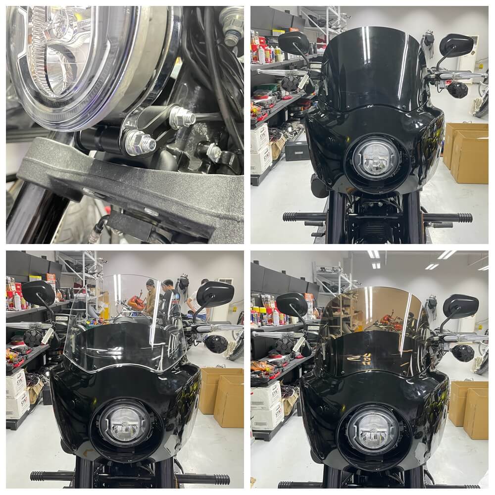Harley M8 Softail Low Rider S 114 117 FXLRS Front Headlight Fairing Windshield w/Headlight Relocation Block 2020-2023 - pazoma