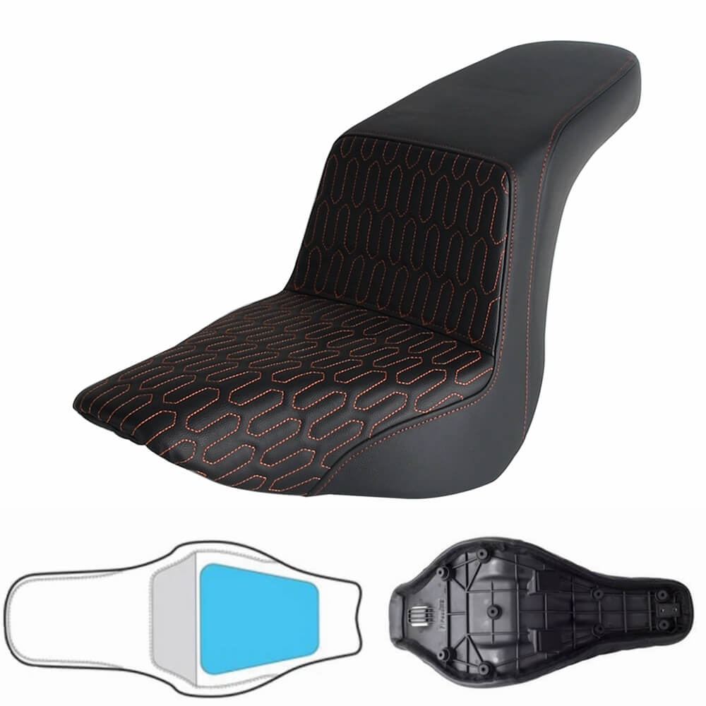 YHMTIVTU Gel Driver & Passenger Seat With Backrest – For Harley Low Rider ST FXLR 2018-2024, Black PU