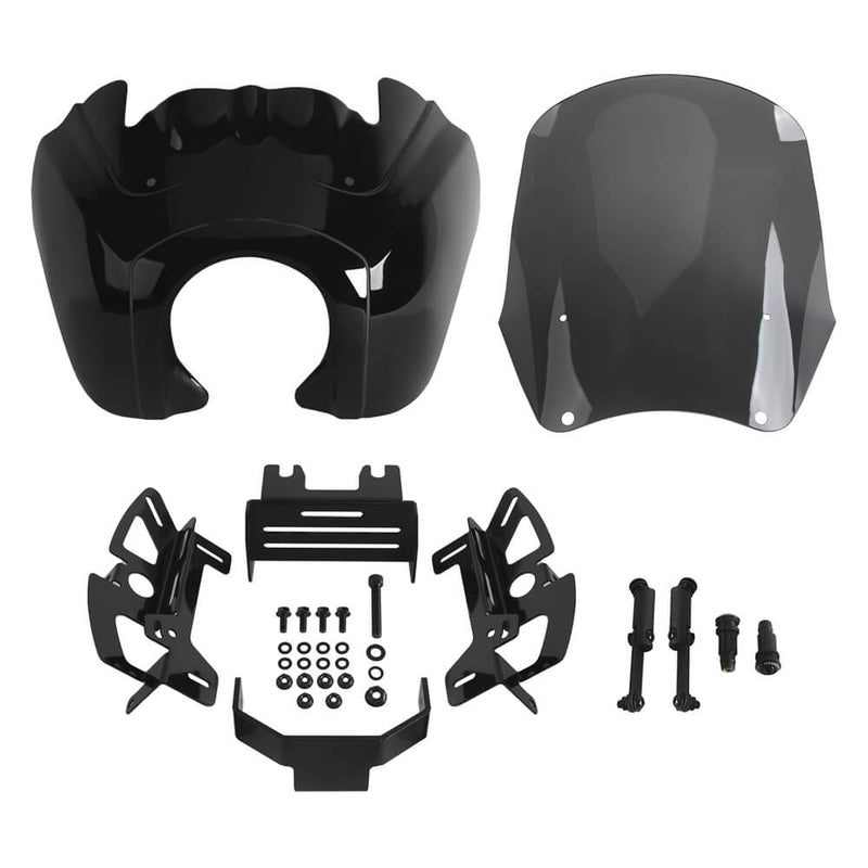 Harley M8 Softail Street Bob Low Rider Standard T-Sport Front Fairing w/Baja Designs LP6 LED Light Bracket Mount Kit 2018-2026