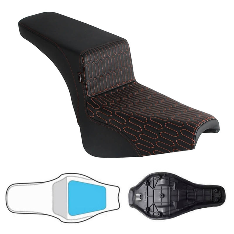 Harley Softail Street Bob Slim Standard Deluxe Heritage Classic FXBBS FXST FLDE LS Step 2-Up Gel Pad Seat Comfort type Widened Passenger Seat - pazoma