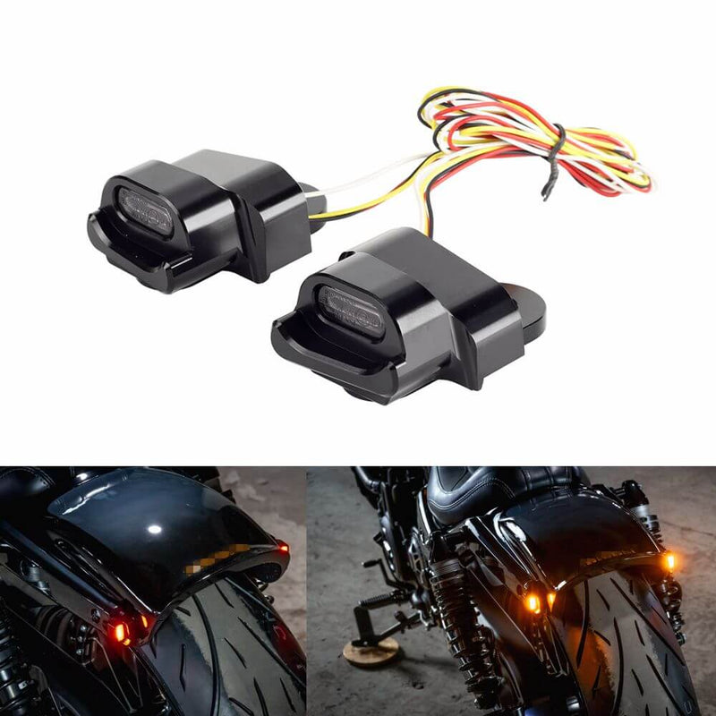 Harley Nightster 975 RH975 Strut Stripe LED 3 in 1 Turn Signals Tail Light & Brake light Rear Blinker Indicators 2022-2025 CNC Black - pazoma