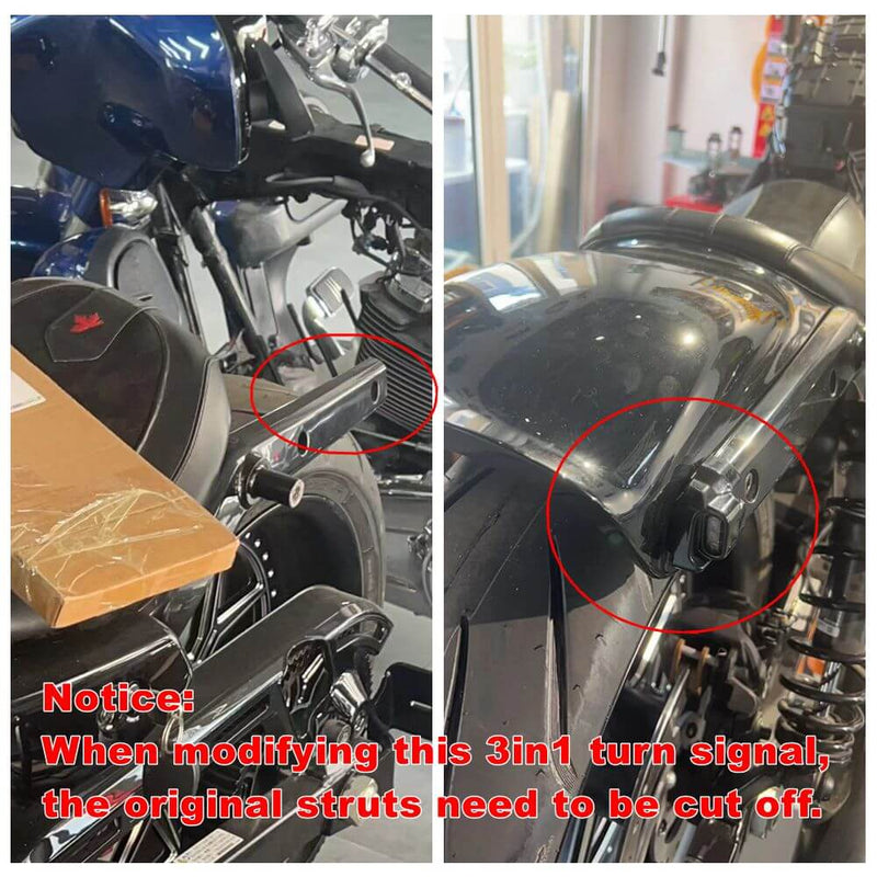 Harley Nightster 975 RH975 Strut Stripe LED 3 in 1 Turn Signals Tail Light & Brake light Rear Blinker Indicators 2022-2025 CNC Black - pazoma