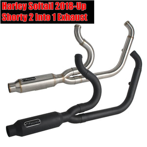 2-into-1 Big Bore Full Exhaust System Stainless Steel Muffler For Harley M8 Softail Low Rider S ST Fat Street Bob Standard Slim 2018-2025 - pazoma