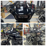 Harley Fat Bob FXFB 114 FXFBS Club Style Headlight Shark Fairing Front Mask w/LED Headlamp Daytime Running Lights Turn Signals Kit - pazoma