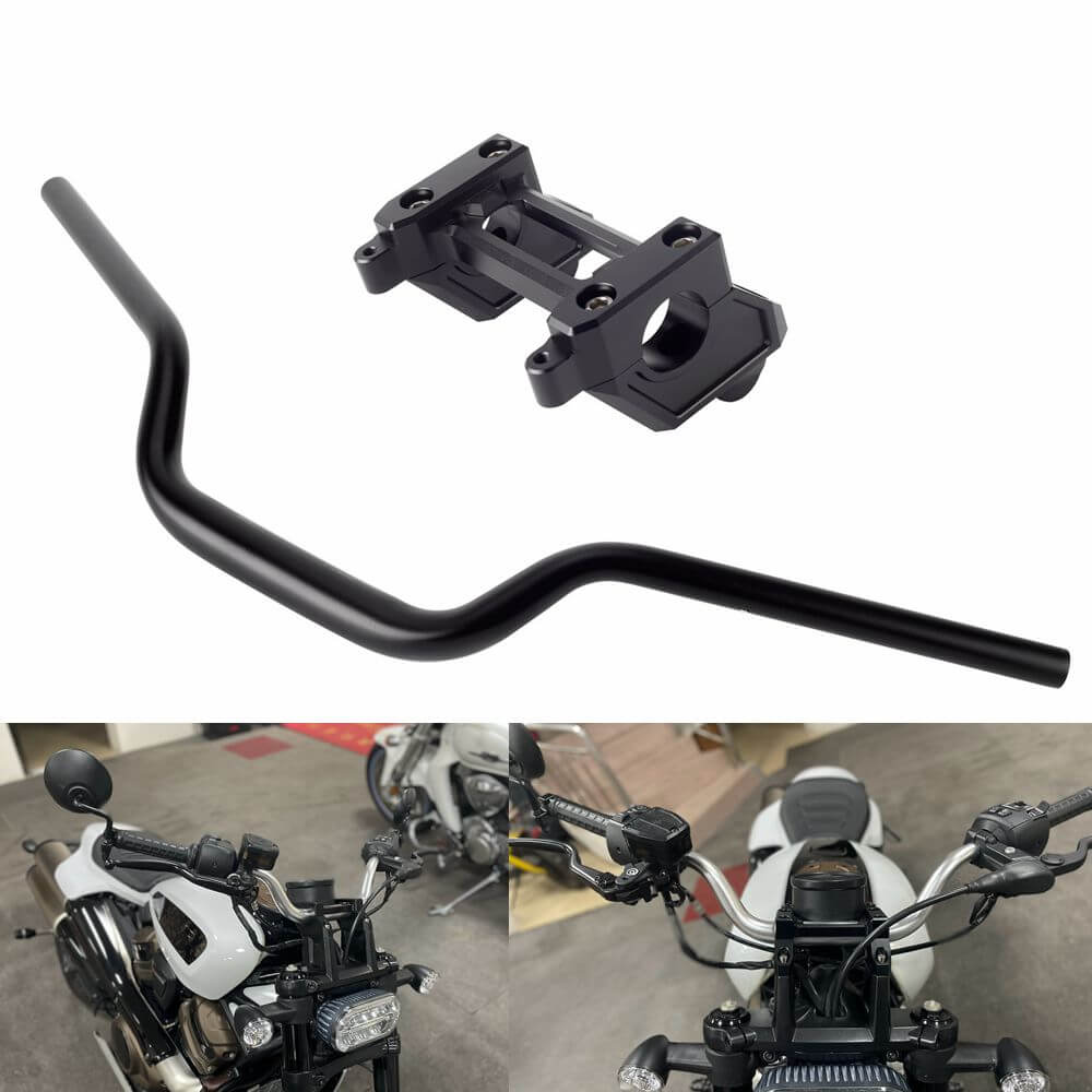 1-1/4" Tapered Fat Bars Handlebar & Back Move Mount Pull Back Risers W/ Top Clamp Cover Kit For Harley Sportster S 1250 RH1250S 2021-2023 - pazoma