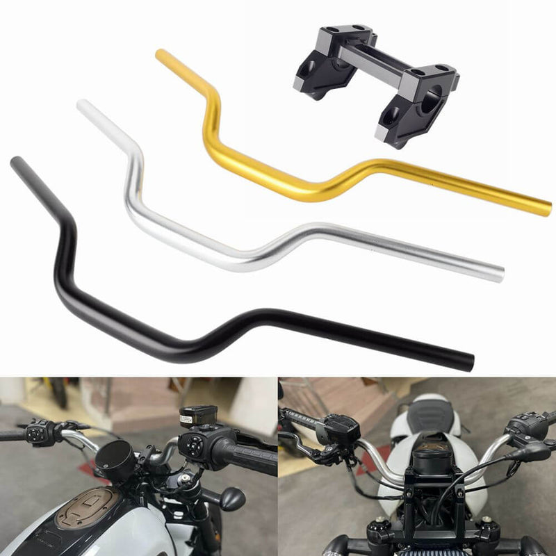 1-1/4" Tapered Fat Bars Handlebar & Back Move Mount Pull Back Risers W/ Top Clamp Cover Kit For Harley Sportster S 1250 RH1250S 2021-2025 - pazoma