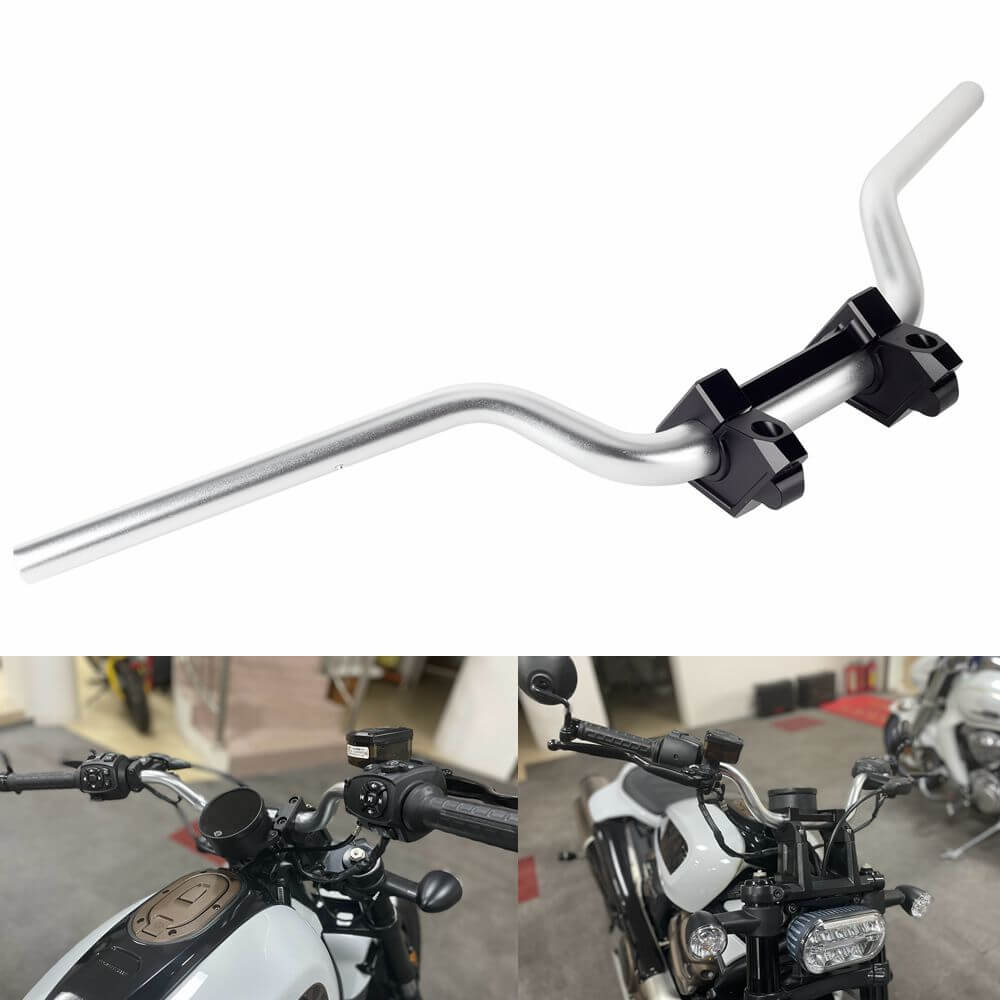 Harley Sportster S 1250 RH1250S 2021-2023 1-1/4" Tapered Fat Bars Handlebar Back Move Mount Risers Pull Back Riser W/ Top Clamp Cover Kit - pazoma