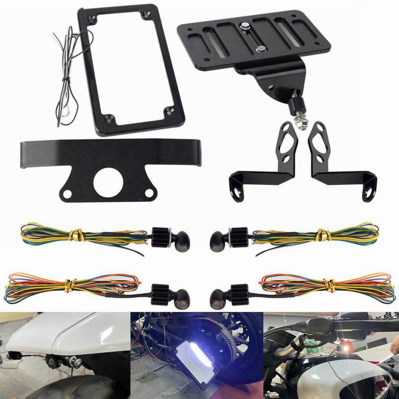 Harley Sportster S 1250 RH1250S Mini Front Rear LED Turn Signals Tail Light DRL Side Mount License Plate Bracket Frame 21- - pazoma