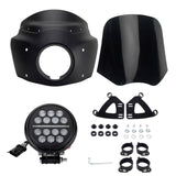 Headlight Fairing Lamp mask Cowl Windshield For Harley M8 Softail Low Rider S 114 117 FXLRS w/5.75'' LED Projection Headlamp - pazoma
