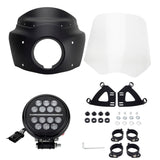 Headlight Fairing Lamp mask Cowl Windshield For Harley M8 Softail Low Rider S 114 117 FXLRS w/5.75'' LED Projection Headlamp - pazoma
