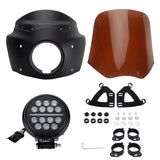 Headlight Fairing Lamp mask Cowl Windshield For Harley M8 Softail Low Rider S 114 117 FXLRS w/5.75'' LED Projection Headlamp - pazoma