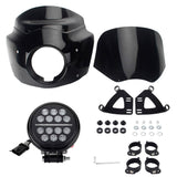 Headlight Fairing Lamp mask Cowl Windshield For Harley M8 Softail Low Rider S 114 117 FXLRS w/5.75'' LED Projection Headlamp - pazoma