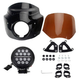 Headlight Fairing Lamp mask Cowl Windshield For Harley M8 Softail Low Rider S 114 117 FXLRS w/5.75'' LED Projection Headlamp - pazoma