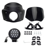 Headlight Fairing Lamp mask Cowl Windshield For Harley M8 Softail Low Rider S 114 117 FXLRS w/5.75'' LED Projection Headlamp - pazoma