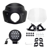 Headlight Fairing Lamp mask Cowl Windshield For Harley M8 Softail Low Rider S 114 117 FXLRS w/5.75'' LED Projection Headlamp - pazoma