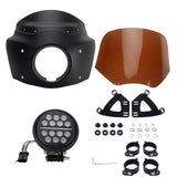 Headlight Fairing Lamp mask Cowl Windshield For Harley M8 Softail Low Rider S 114 117 FXLRS w/5.75'' LED Projection Headlamp - pazoma