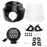 Headlight Fairing Lamp mask Cowl Windshield For Harley M8 Softail Low Rider S 114 117 FXLRS w/5.75'' LED Projection Headlamp - pazoma