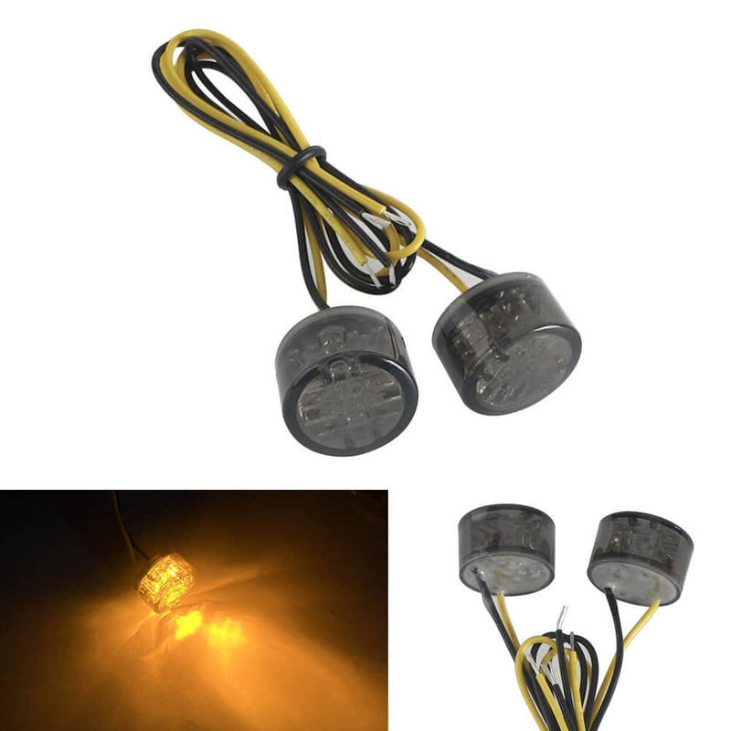 Micro Indicator Round Mini LED Turn Signals Blinkers Indicator Lights Module Smoke For Harley Chopper Bobber Cafe Racer Retro Custom - pazoma