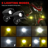 Motorcycle Fog Lights Dual Color Strobe 80W LED Spotlights Auxiliary Anti-Fog Light for Night Riding Off-Road Dirt Bike ATV UTV - pazoma