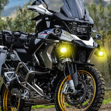 Motorcycle Fog Lights Dual Color Strobe 80W LED Spotlights Auxiliary Anti-Fog Light for Night Riding Off-Road Dirt Bike ATV UTV - pazoma