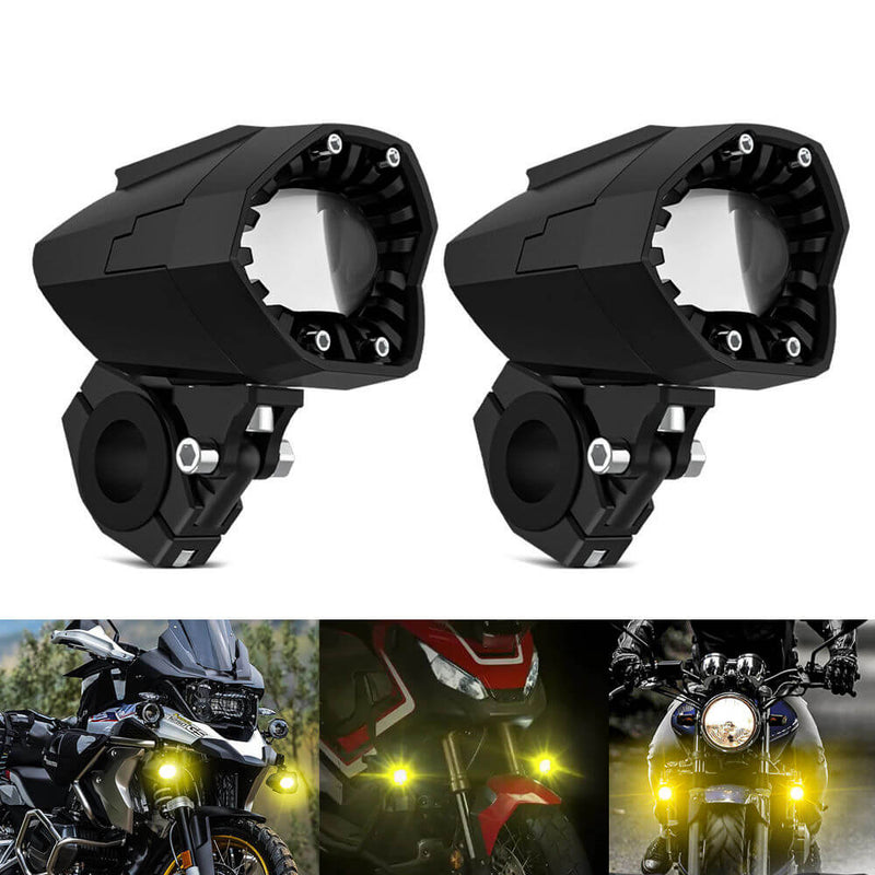 Motorcycle Fog Lights Dual Color Strobe 80W LED Spotlights Auxiliary Anti-Fog Light for Night Riding Off-Road Dirt Bike ATV UTV - pazoma