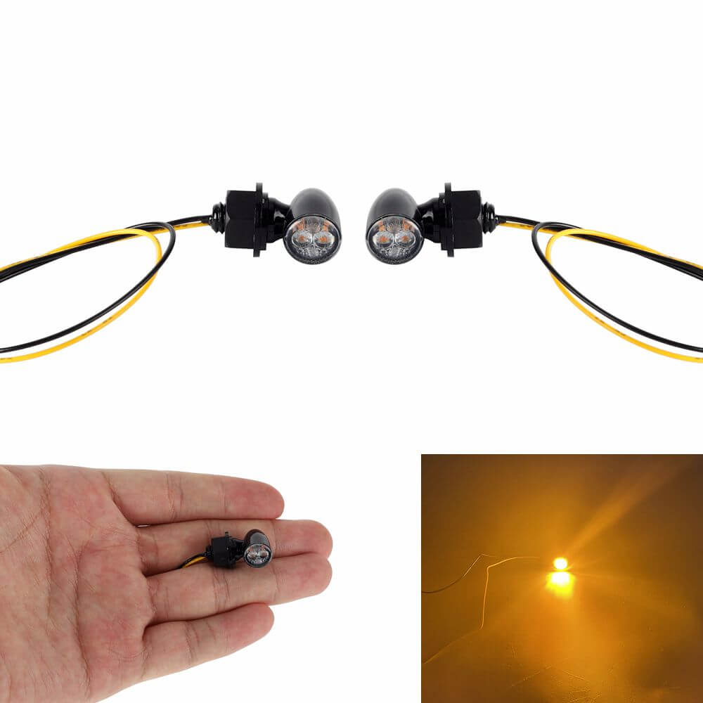 Motorcycle Super Mini LED Turn Signals Blinkers Indicator Lights Black For Harley Chopper Bobber Cafe Racer Super Small only 10mm Made in Taiwan