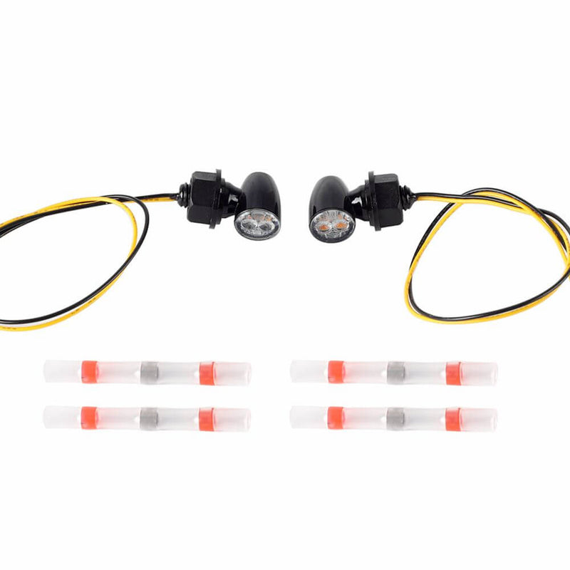 Motorcycle Super Mini LED Turn Signals Blinkers Indicator Lights Black For Harley Chopper Bobber Cafe Racer Super Small only 10mm Made in Taiwan - pazoma