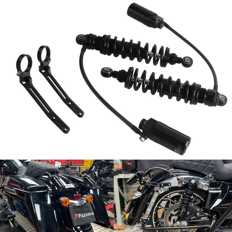 Remote Reservoir Rear Suspension Adjustable Shocks for Harley Davidson Touring Road King Electra Street Road Glide 2014-2025 - pazoma