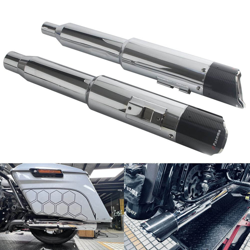Performance Bagger 4.5" Carbon Slash Cut Slip-On Mufflers Exhaust For Harley Touring 2017-2026 M8 FL