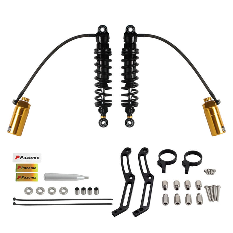 Remote Reservoir 13" Rear Suspension Adjustable Twin Shock Absorbers for Harley Touring FLH / FLT Bagger 2014-2024 W/mounts - pazoma