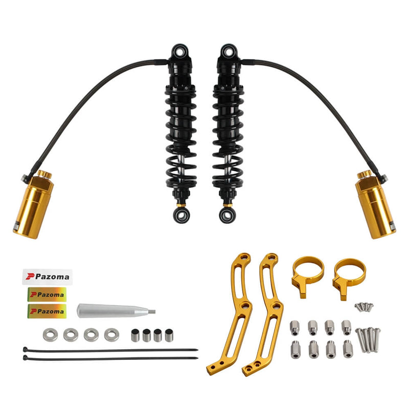 Remote Reservoir 13" Rear Suspension Adjustable Twin Shock Absorbers for Harley Touring FLH / FLT Bagger 2014-2024 W/mounts - pazoma
