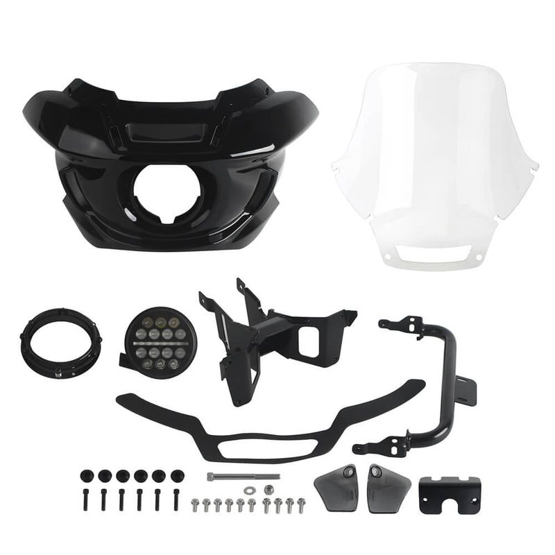 ST Style Front Fairing W/Slim Line 5 3/4" LED Headlight For Harley Softail Street Bob Standard Low Rider S FXLR FXBB FXST 18- - pazoma