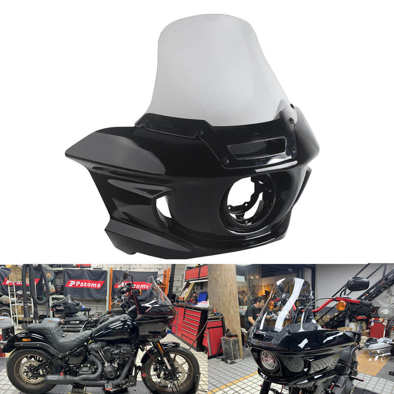 ST Style Front Headlight Fairing W/Windshield & Bracket Set For Harley M8 Softail Low Rider S 117 FXLRS 2022-2025 - pazoma