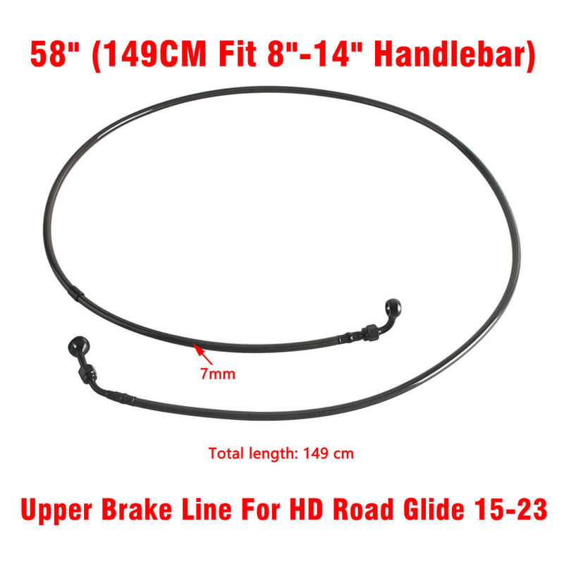 Extended Length Upper Stainless Braided Brake Line For Harley Road Glide Special Ultra Limited CVO ST FLTRXS 15-23 - pazoma