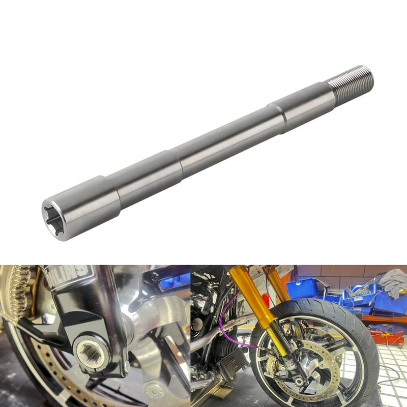 Stainless Steel Finish Replacement Front Axle Kit for Harley Touring Screamin’ Eagle X Öhlins Inverted Fork Legs PN 45400392 and 45400393
