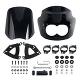 2008-2017 Harley Dyna Fat Bob FXDF Dual Headlight Fairing Windshield w/ Headlight Relocation Block Club Style Front Fairing - pazoma