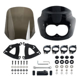 2008-2017 Harley Dyna Fat Bob FXDF Dual Headlight Fairing Windshield w/ Headlight Relocation Block Club Style Front Fairing - pazoma