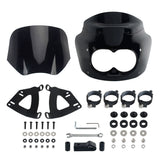 2008-2017 Harley Dyna Fat Bob FXDF Dual Headlight Fairing Windshield w/ Headlight Relocation Block Club Style Front Fairing - pazoma