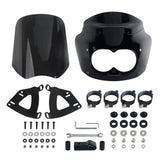 2008-2017 Harley Dyna Fat Bob FXDF Dual Headlight Fairing Windshield w/ Headlight Relocation Block Club Style Front Fairing - pazoma