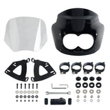 2008-2017 Harley Dyna Fat Bob FXDF Dual Headlight Fairing Windshield w/ Headlight Relocation Block Club Style Front Fairing - pazoma