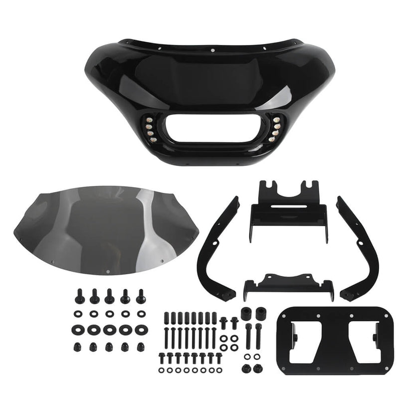 Harley Softail Low Rider S 114 117 FXLRS Front Headlight Shark Fairing w/Baja Designs Dual LP4 Lighting Bracket Mounting Kit - pazoma