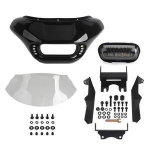 20up Harley Softail Low Rider S 114 117 FXLRS Club Style Headlight Shark Fairing Front Mask w/LED Headlamp DRL Turn Signal - pazoma