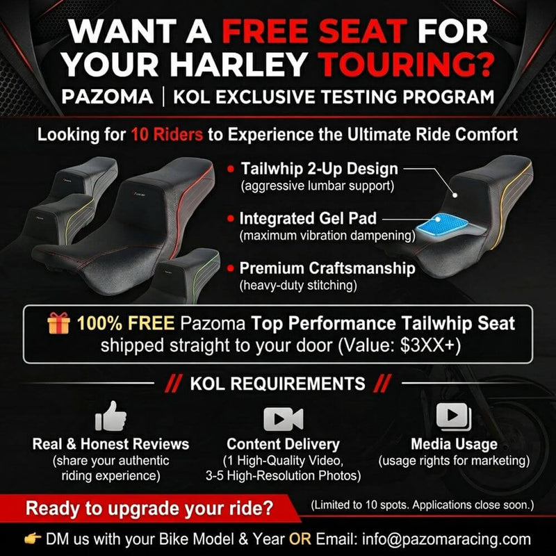 Top Performance Tail-Flick Seats Step 2-Up Gel Pad Seat for 2008-2023 Harley Touring FL Road Glide Street Glide Road King