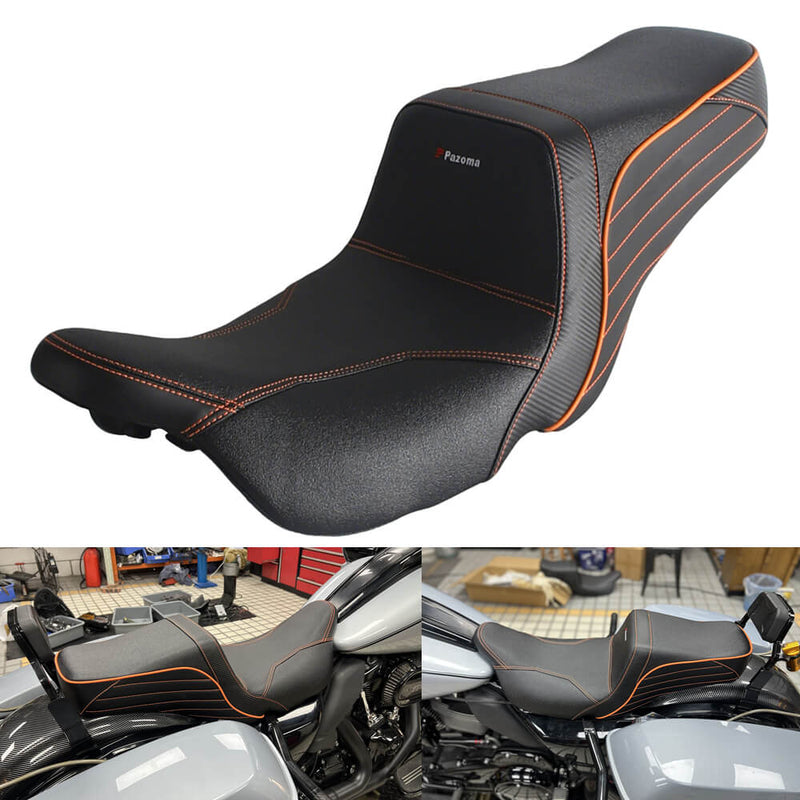 Top Performance Tail-Flick Seats Step 2-Up Gel Pad Seat for 2008-2025 Harley Touring FL Road Glide Street Glide Road King - pazoma