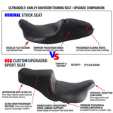 Top Performance Tailwhip Seats Step 2-Up Gel Pad Seat for 2008-2025 Harley Touring FL Road Glide Street Glide Road King - pazoma